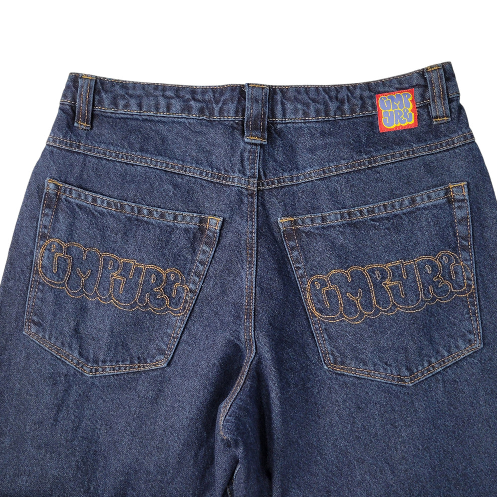 Empyre Jeans Mens 30 ( Fits 34x27) Blue Baggy Skate Denim Embroidered Logo Y2K